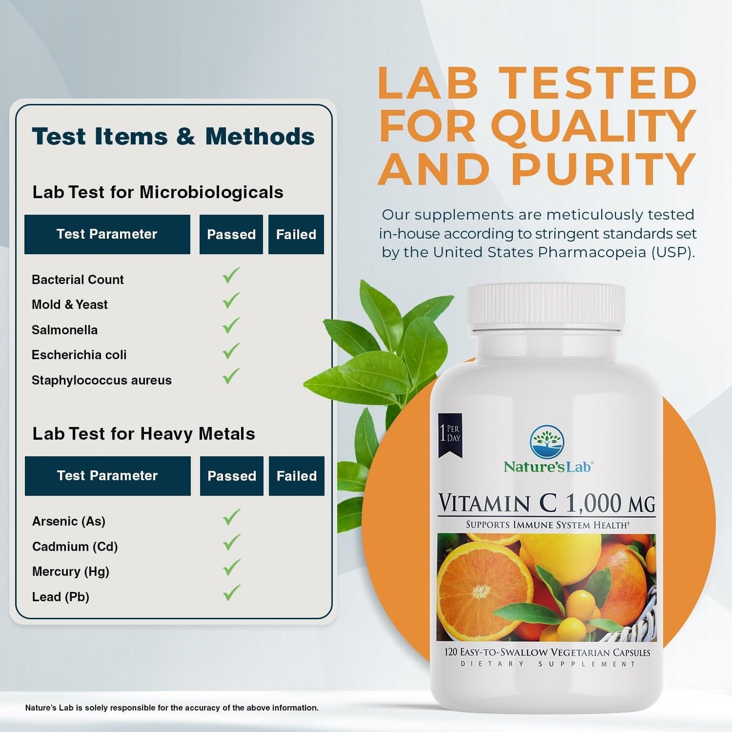 High Potency Vitamin C 1000mg Capsules for Immune System Support - 120 Count