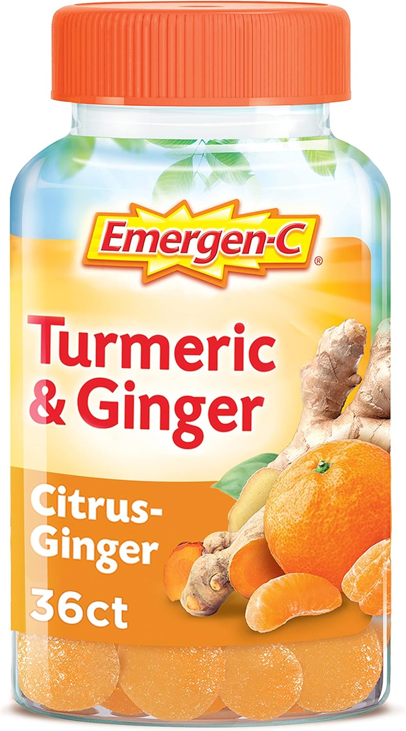 High Potency Vitamin C Gummies with Turmeric and Ginger for Immune Support - Citrus-Ginger Flavored, 36 Count