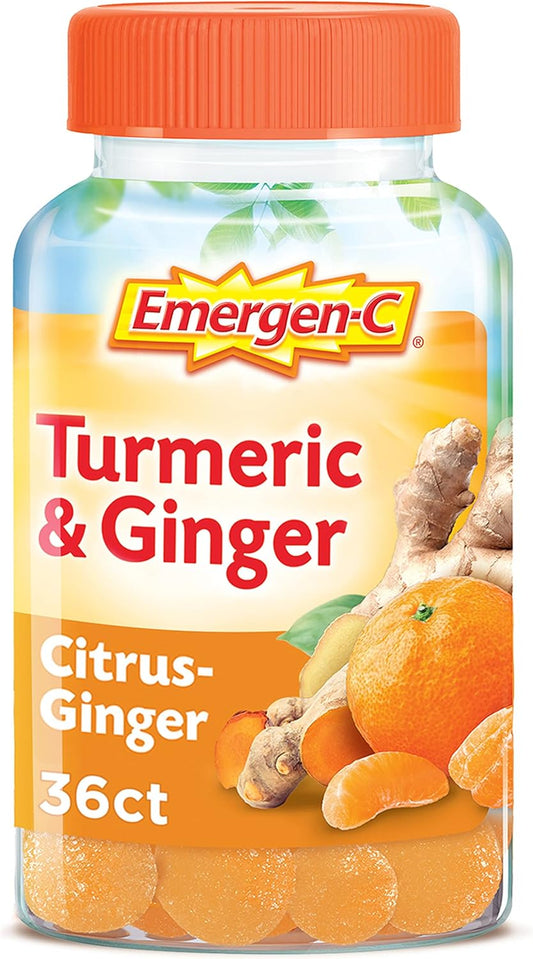 High Potency Vitamin C Gummies with Turmeric and Ginger for Immune Support - Citrus-Ginger Flavored, 36 Count
