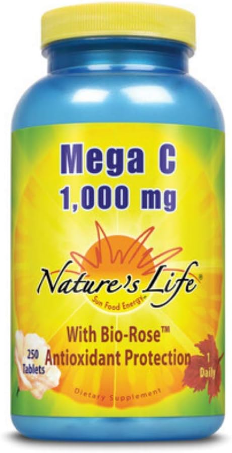 High Potency Vitamin C Supplement | 250 Tablets | Nature's Life Mega C 1,000
