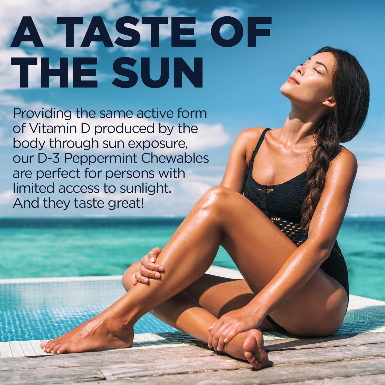 High Potency Vitamin D Chewables for Bone Health and Immune Support - Natural Peppermint Flavor - 60 Servings