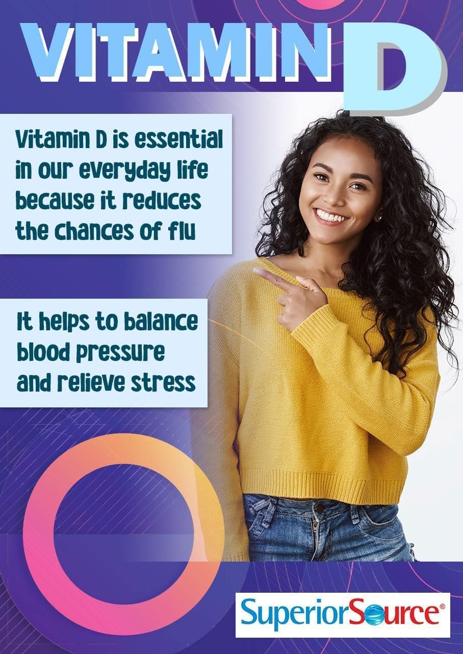 High Potency Vitamin D3 10000 IU MicroLingual Tablets - 100 Count - Supports Bone Health, Immune System, Muscle Function - Non-GMO