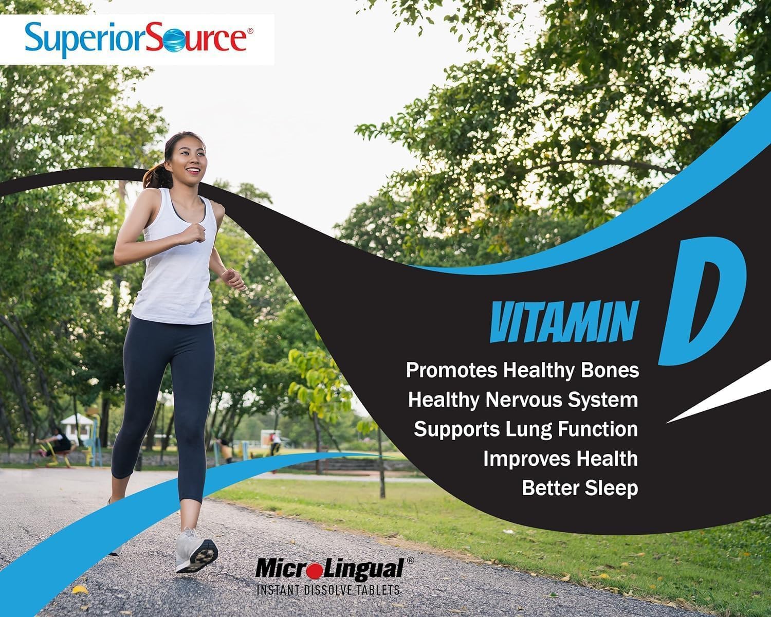 High Potency Vitamin D3 10000 IU MicroLingual Tablets - 100 Count - Supports Bone Health, Immune System, Muscle Function - Non-GMO