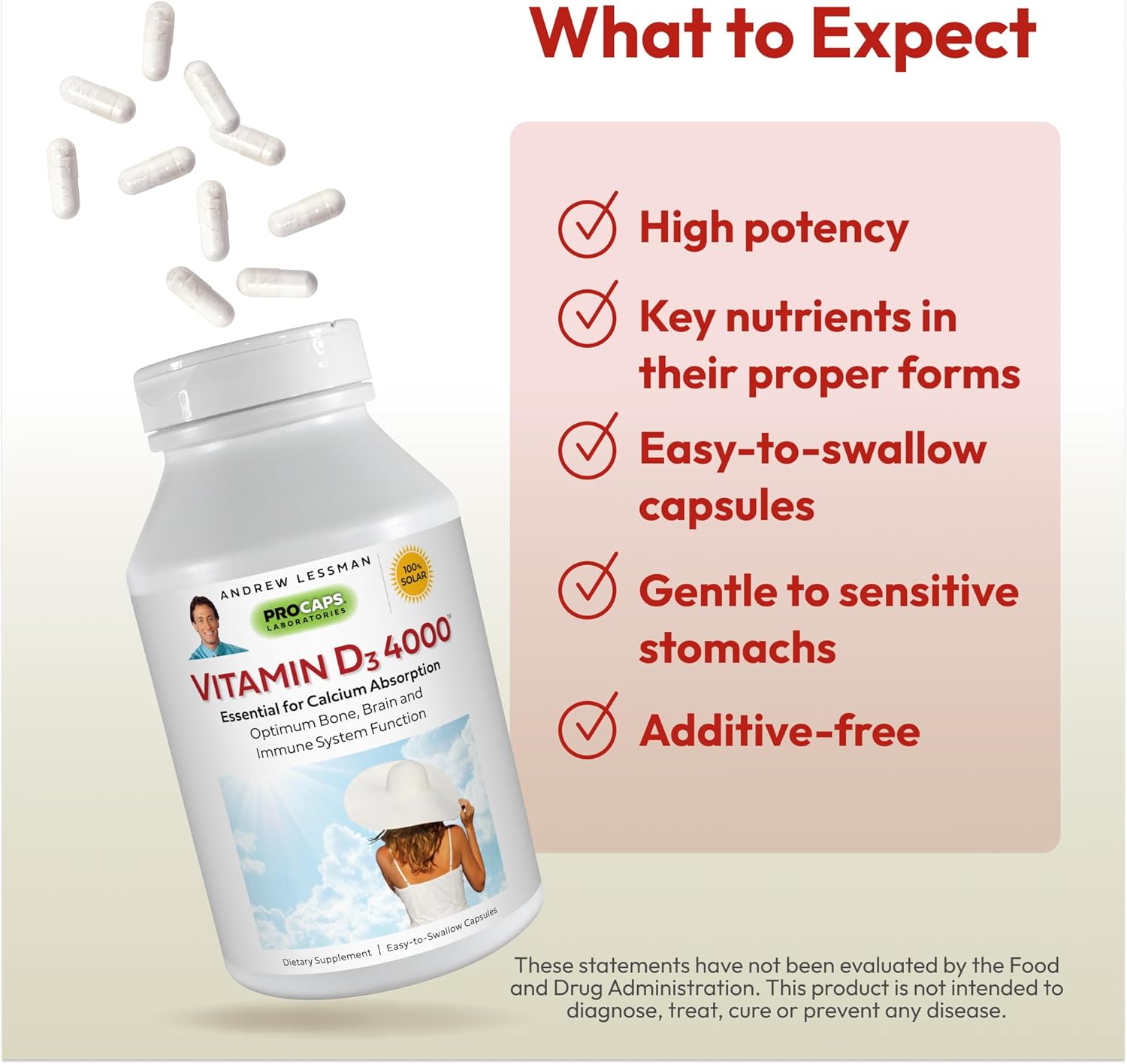 High Potency Vitamin D3 4000 IU Capsules - Supports Bone Health, Muscle Function, Immune System - 180ct