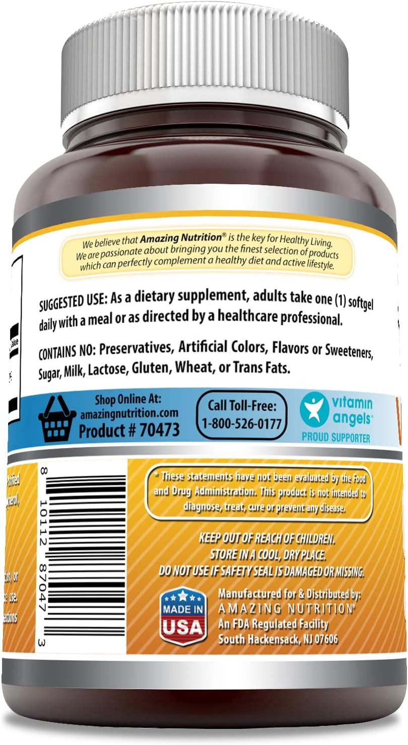 High Potency Vitamin D3 (Cholecalciferol) 1000 IU Supplement - 480 Softgels - Non-GMO, Gluten-Free - Made in USA by Amazing Nutrition