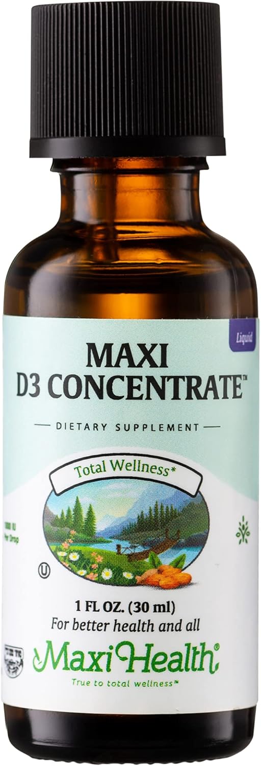 High Potency Vitamin D3 Concentrate - 1000 IU Per Drop - Liquid Supplement for Calcium Absorption, Immune & Bone Health - 1 fl oz