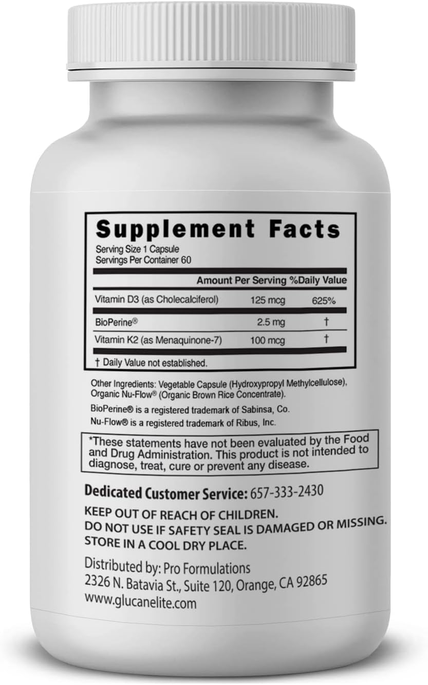 High-Potency Vitamin D3 + K2 Elite Supplement - 60 Day Supply - Bioavailable MK-7 Formula by Pro Formulations MD