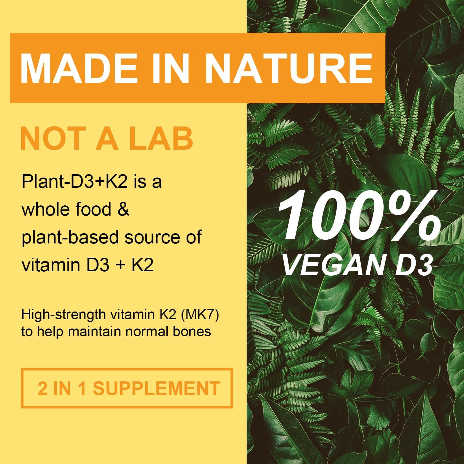 High Potency Vitamin D3 K2 Supplement for Immune, Bone & Heart Health - Non-GMO Formula with 10,000 IU - 60 Softgels