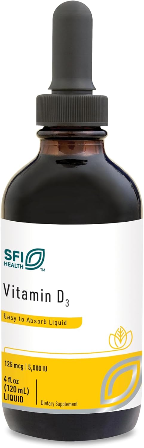 High Potency Vitamin D3 Liquid Drops with 5000IU in MCT Oil - Supports Immune, Bone, and Heart Health - 120ml / 4 fl oz