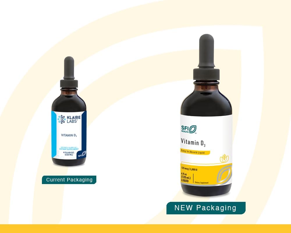 High Potency Vitamin D3 Liquid Drops with 5000IU in MCT Oil - Supports Immune, Bone, and Heart Health - 120ml / 4 fl oz