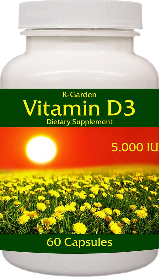 High Potency Vitamin D3 Supplement - 5,000 IU, 60 Capsules by R-Garden