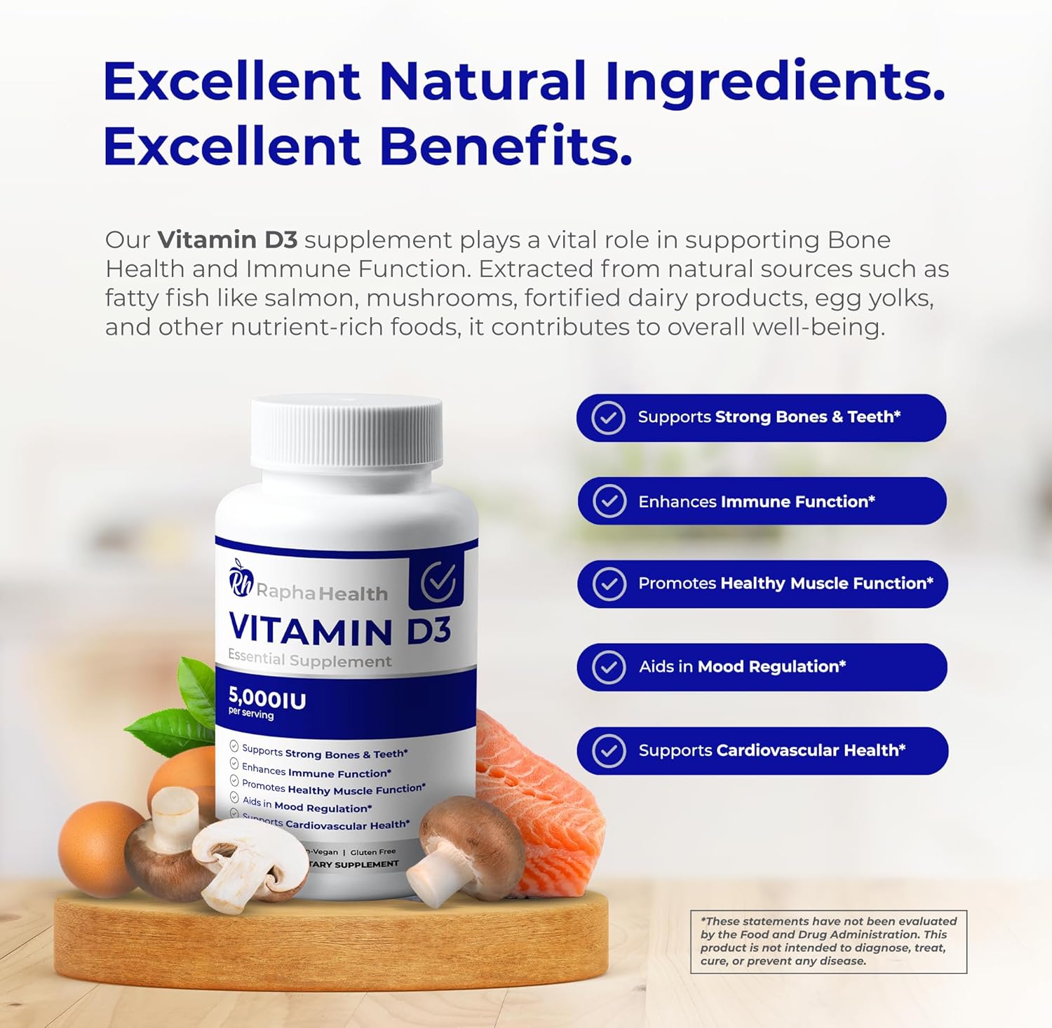 High Potency Vitamin D3 Supplement - 5000 IU for Immune, Bone, Cardiovascular Support | Mood & Muscle Boost | 120 Softgels