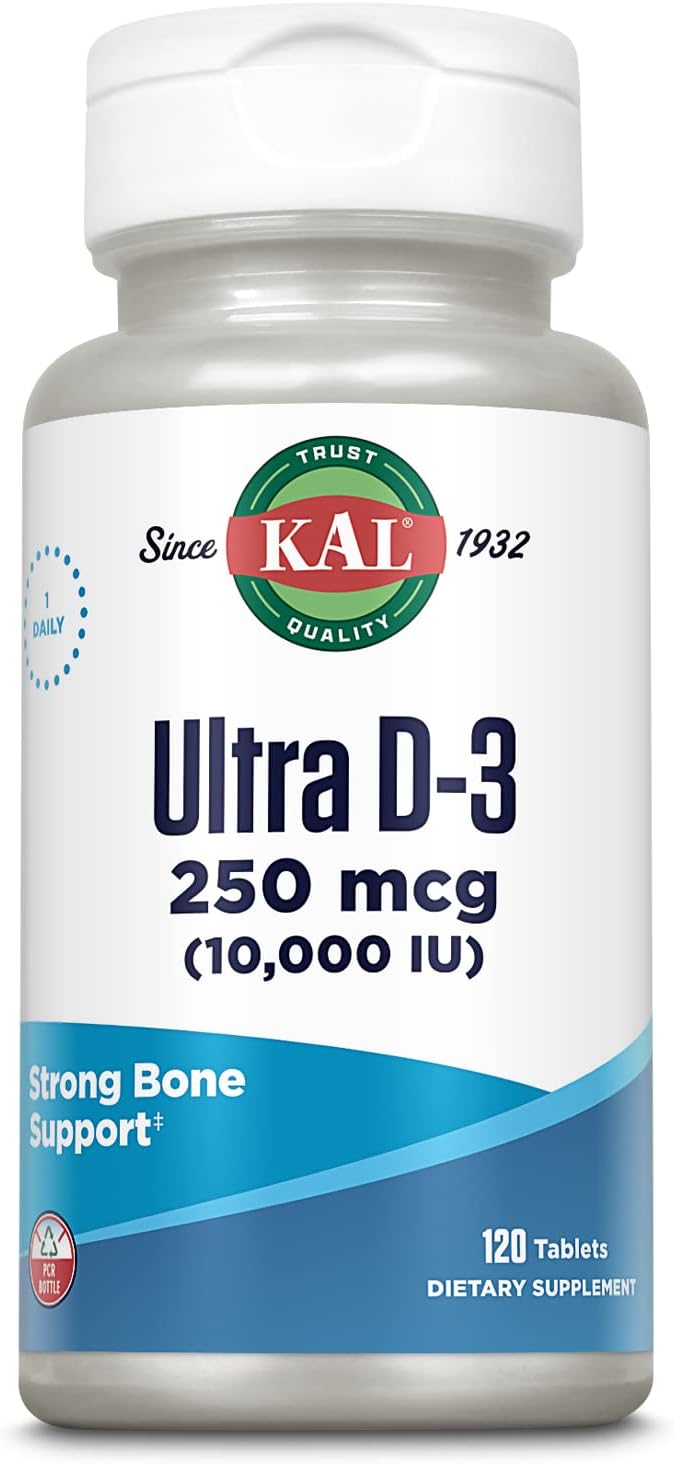 High Potency Vitamin D3 Tablets for Bone Health & Immune Support - 10000 IU, 250 mcg, 120 Tablets