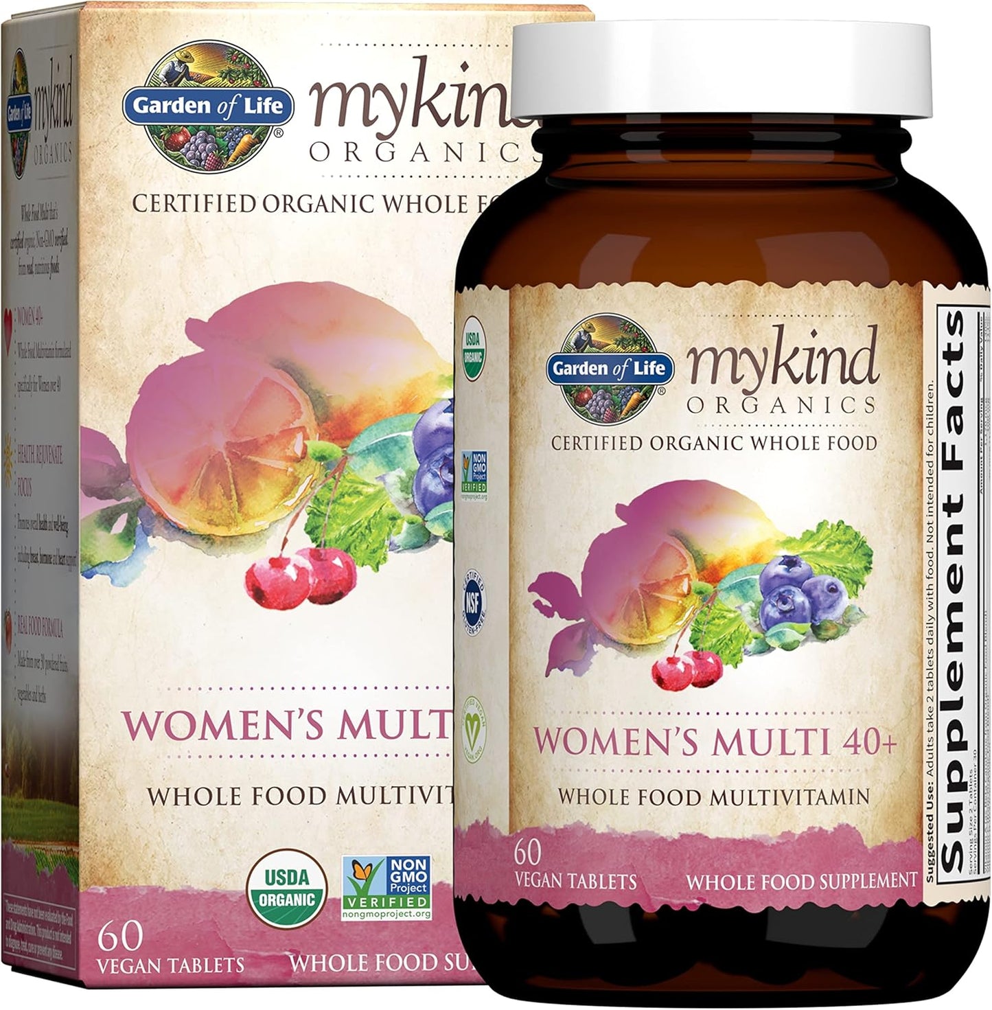High Potency Women's Multivitamin 40+ with Zinc & Vitamin C - Vegan, Raw, Organic, 60 Tablets