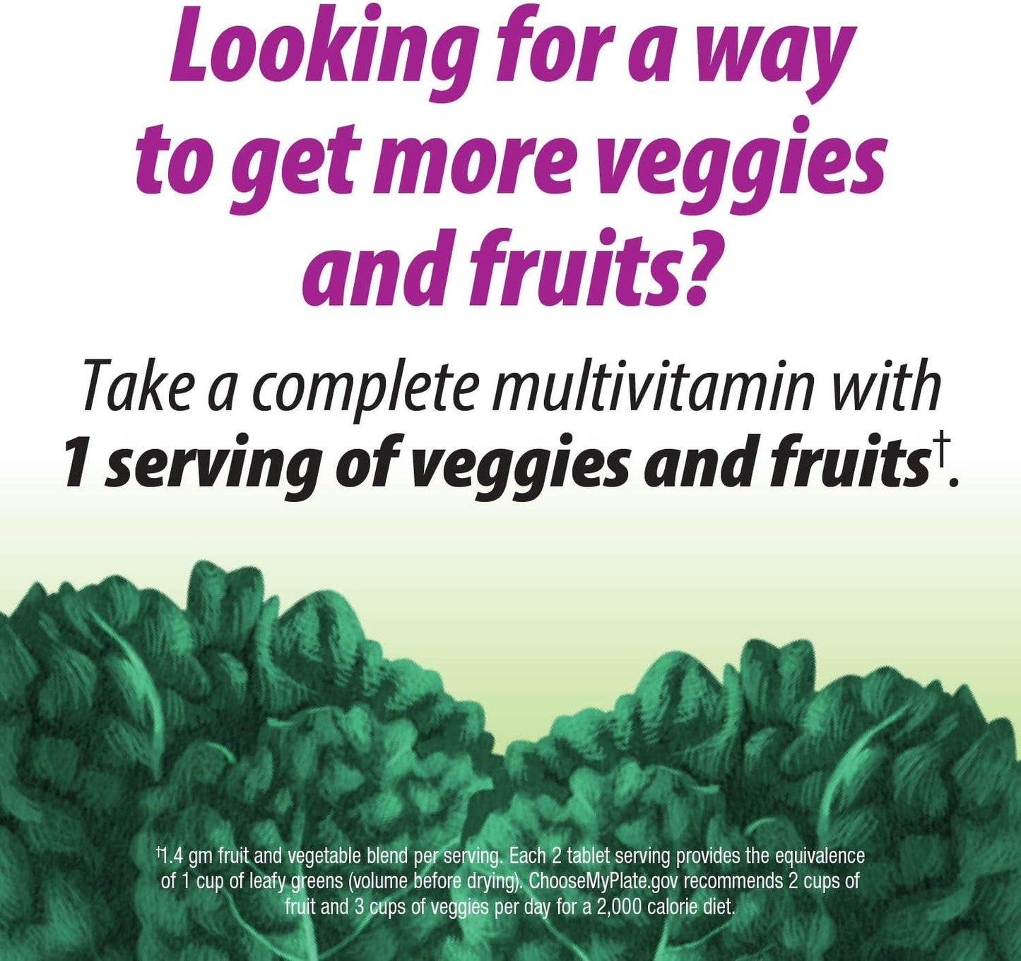 High-Potency Women's Multivitamin with B-Vitamins, 1 Serving of Veggies & Fruits, 60 Tablets by Nature's Way Alive! Garden Goodness