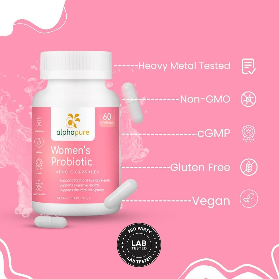 High Potency Women's Probiotic with Prebiotics & Cranberry - 60 Veg Caps, 50 Billion CFUs, 14 Strains - Digestive & Urinary Health - Daily Support