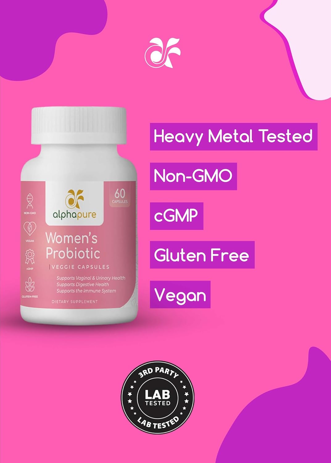 High Potency Women's Probiotic with Prebiotics & Cranberry - 60 Veg Caps, 50 Billion CFUs, 14 Strains - Digestive & Urinary Health - Daily Support