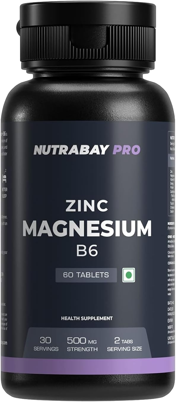 High Potency Zinc, Magnesium Aspartate, and Vitamin B6 Supplement - Supports Muscle Strength - 60 Veg Tablets for Men & Women