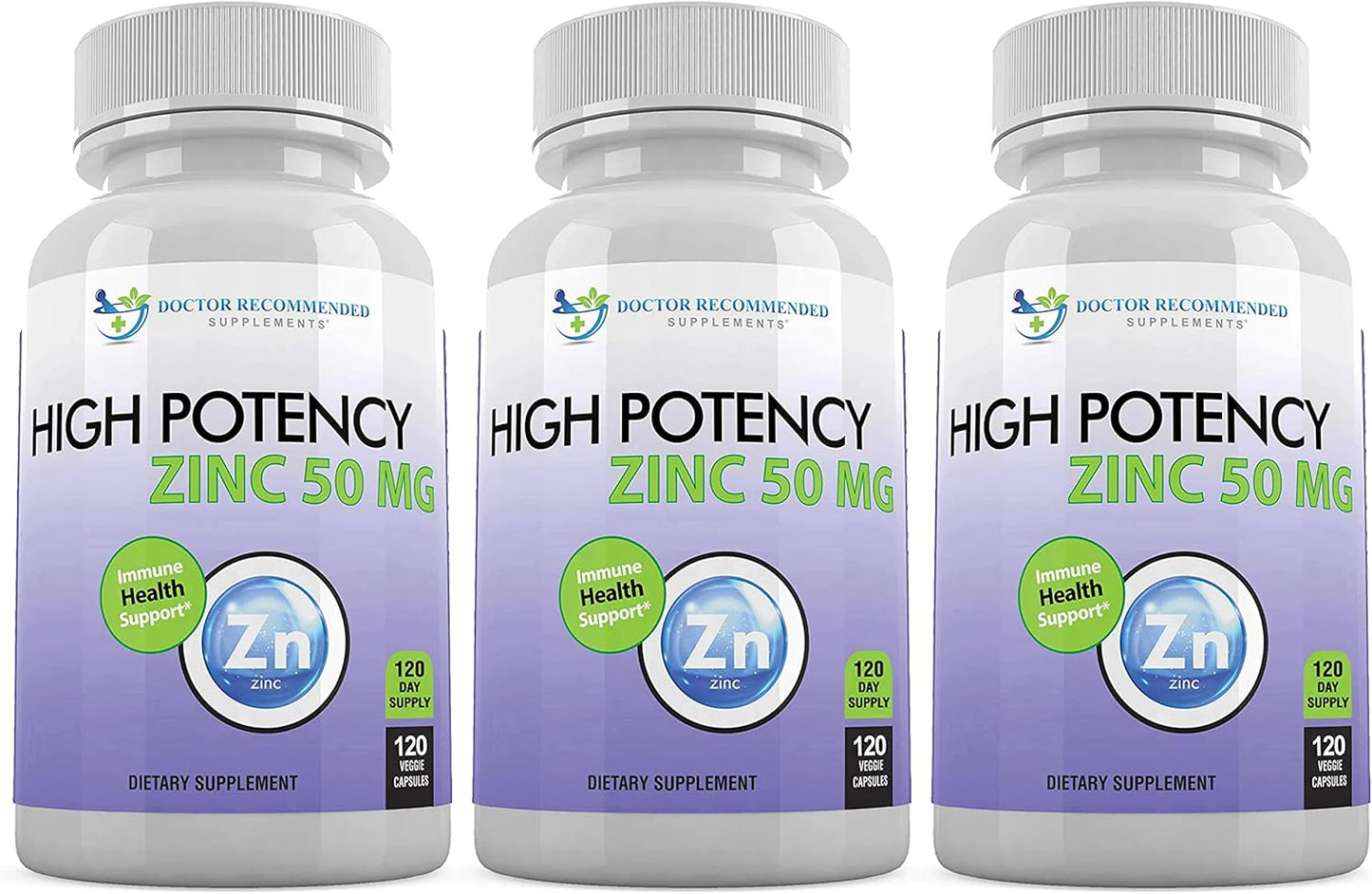 High Potency Zinc Picolinate Supplement 50mg - Doctor Recommended Immune Support for Adults and Kids - 360 Veggie Capsules - Well-Absorbed Zinc for Optimal Health
