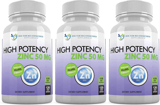 High Potency Zinc Picolinate Supplement 50mg - Doctor Recommended Immune Support for Adults and Kids - 360 Veggie Capsules - Well-Absorbed Zinc for Optimal Health