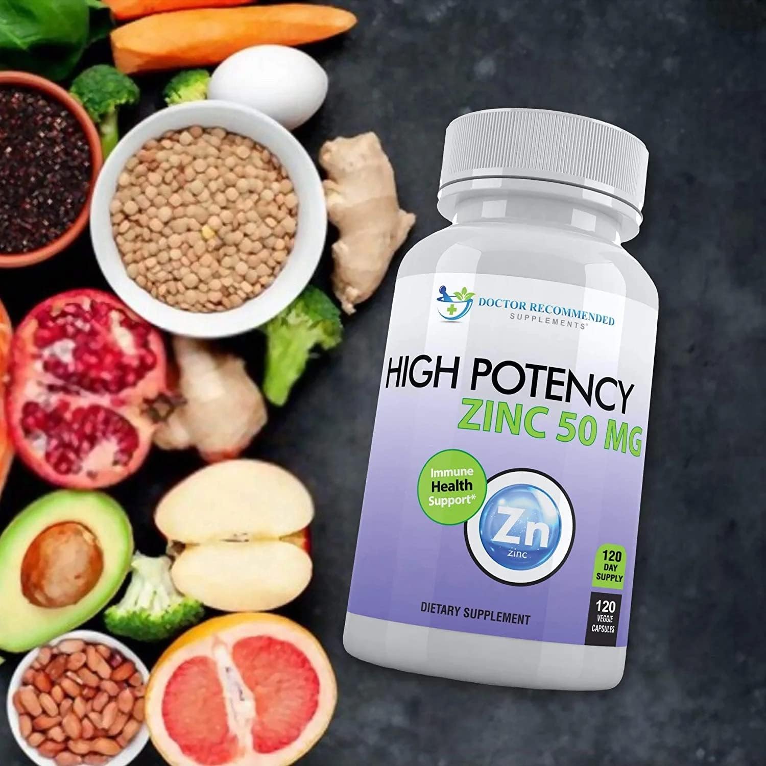 High Potency Zinc Picolinate Supplement 50mg - Doctor Recommended Immune Support for Adults and Kids - 360 Veggie Capsules - Well-Absorbed Zinc for Optimal Health