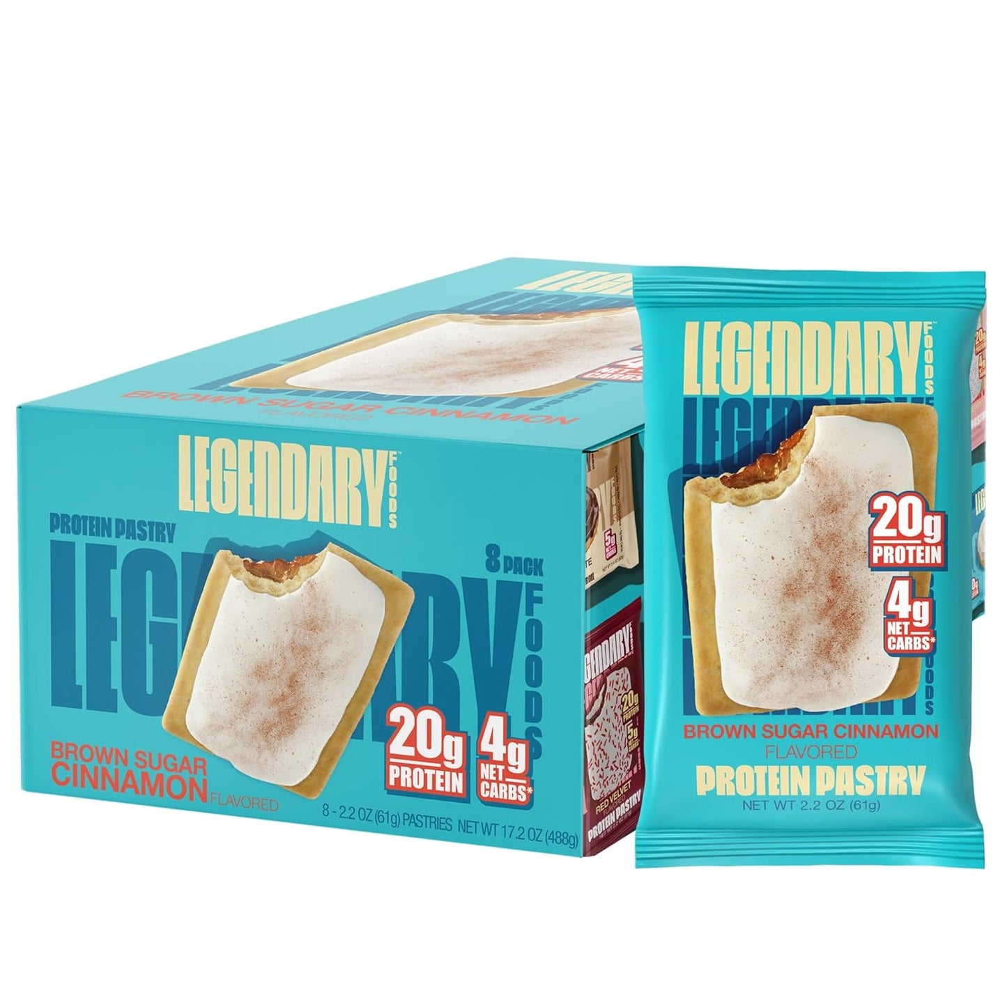High Protein Brown Sugar Cinnamon Pastry Bars - 9-Pack Bundle, Keto Friendly, Gluten Free, No Sugar Added, Legendary Foods