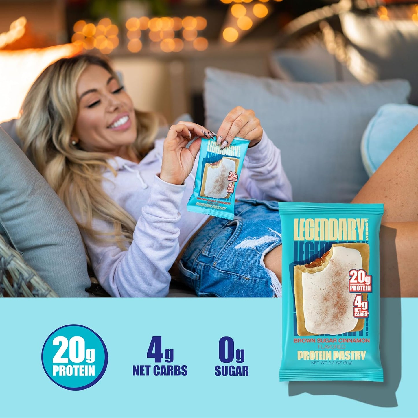 High Protein Brown Sugar Cinnamon Pastry Bars - 9-Pack Bundle, Keto Friendly, Gluten Free, No Sugar Added, Legendary Foods