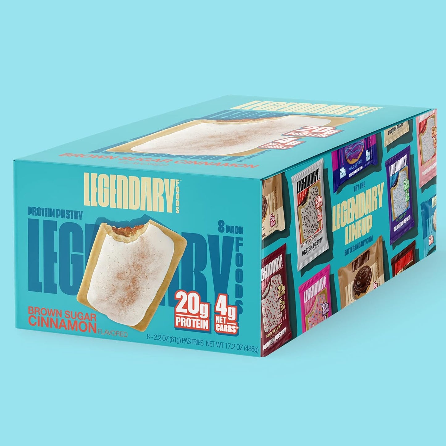 High Protein Brown Sugar Cinnamon Pastry Bars - 9-Pack Bundle, Keto Friendly, Gluten Free, No Sugar Added, Legendary Foods