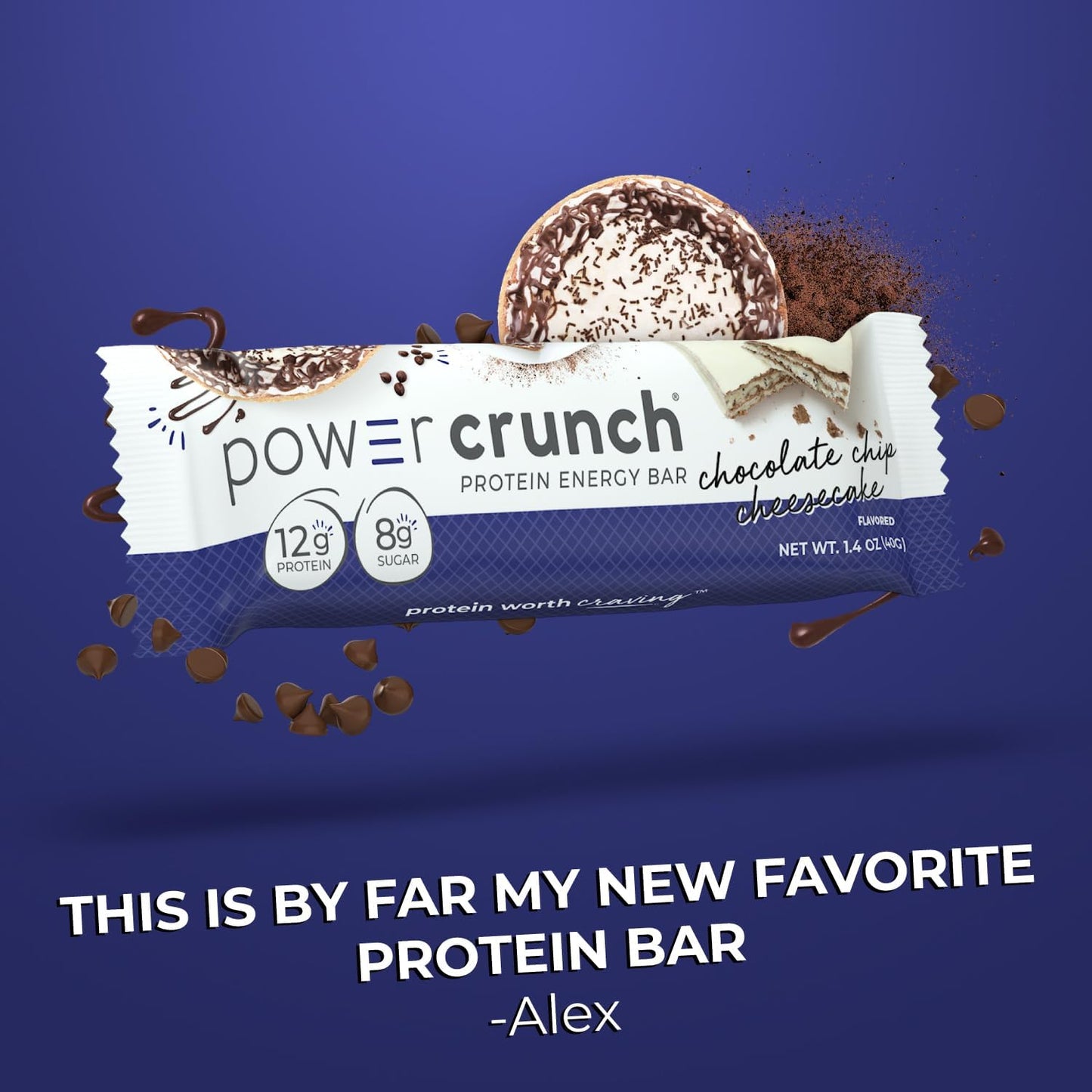 High Protein Chocolate Chip Cheesecake Wafer Bars, 1.4 oz (12 Pack) - Delicious Protein Snacks