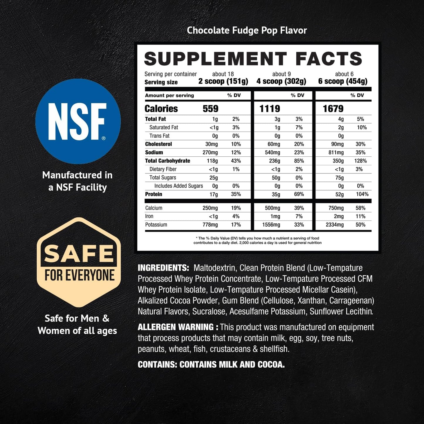High Protein Chocolate Fudge Pop Weight Gainer Powder for Dirty Bulking - 52g Protein - Sportsman MAN Sports