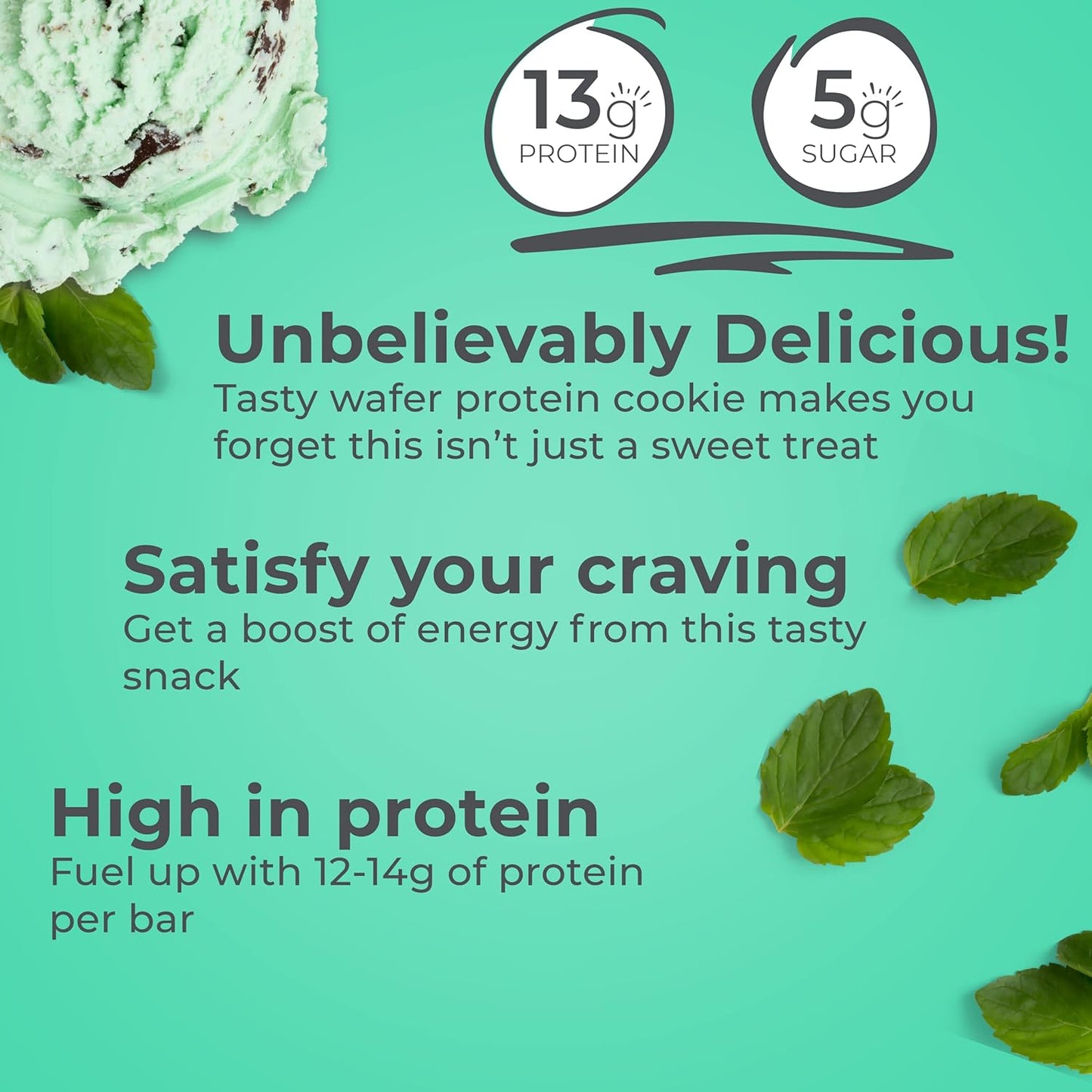 High Protein Chocolate Mint Wafer Bars, 1.4 oz (12 Count) - Delicious Power Crunch Snacks
