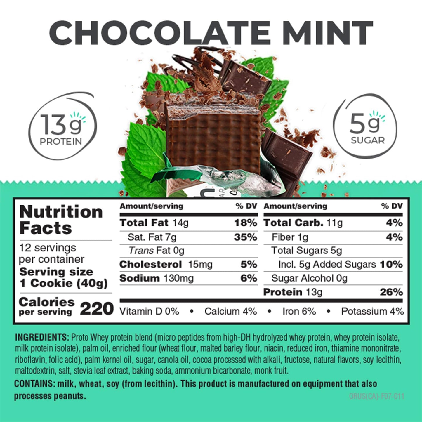 High Protein Chocolate Mint Wafer Bars, 1.4 oz (12 Count) - Delicious Power Crunch Snacks