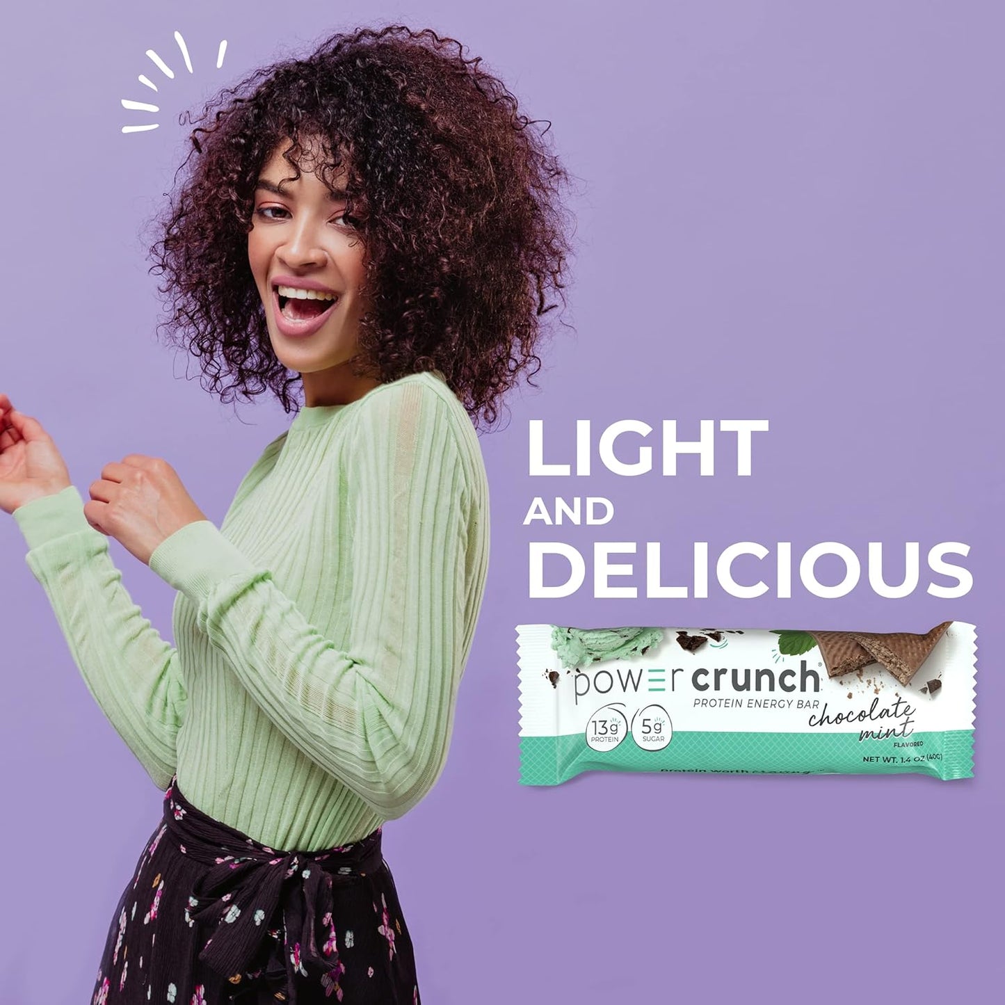 High Protein Chocolate Mint Wafer Bars, 1.4 oz (12 Count) - Delicious Power Crunch Snacks
