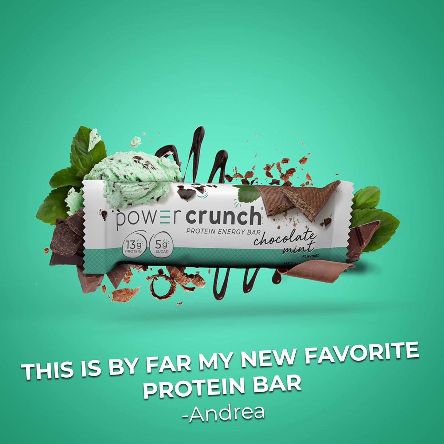 High Protein Chocolate Mint Wafer Bars, 1.4 oz (12 Count) - Delicious Power Crunch Snacks