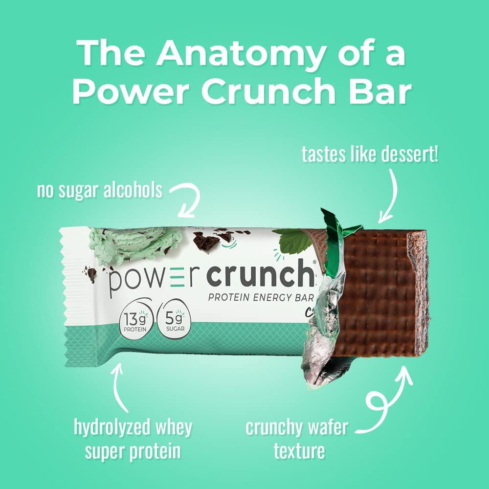 High Protein Chocolate Mint Wafer Bars, 1.4 oz (12 Count) - Delicious Power Crunch Snacks