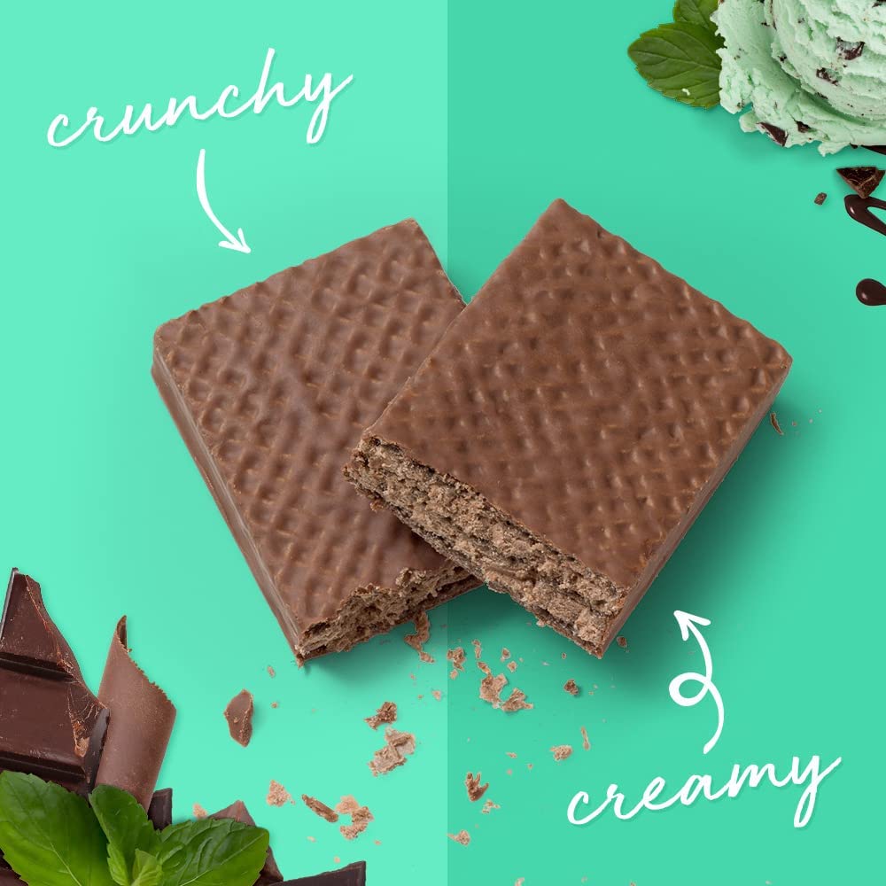 High Protein Chocolate Mint Wafer Bars, 1.4 oz (12 Count) - Delicious Power Crunch Snacks