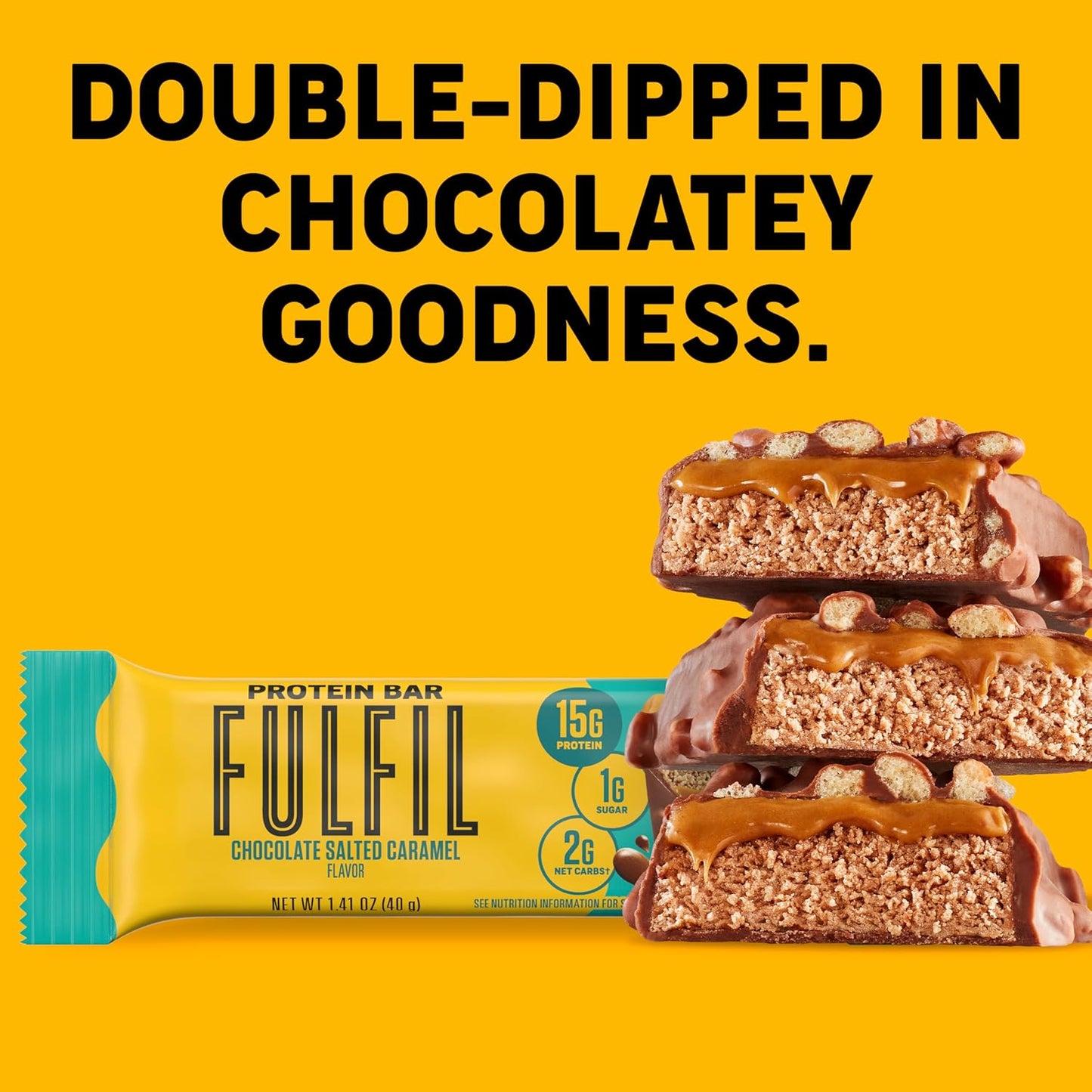 High Protein Chocolate Salted Caramel Snack Bars, 12 Count - FULFIL Brand, Pantry Staple
