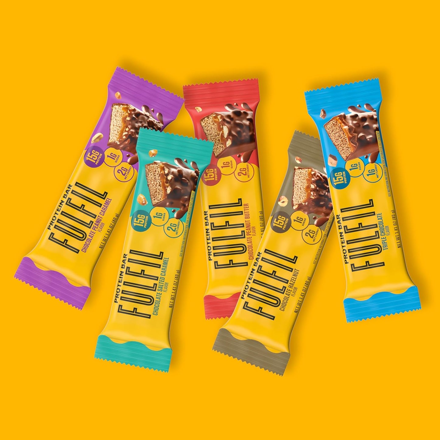 High Protein Chocolate Salted Caramel Snack Bars, 12 Count - FULFIL Brand, Pantry Staple