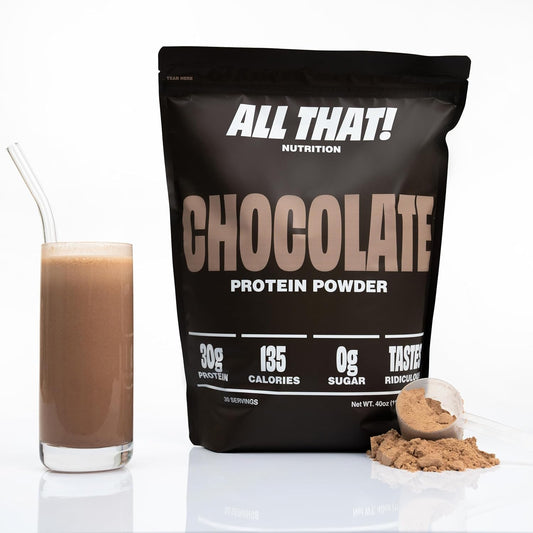 High-Protein Chocolate Whey Powder, Zero Sugar, Low Calorie, Gluten-Free, Soy-Free, 30 Servings