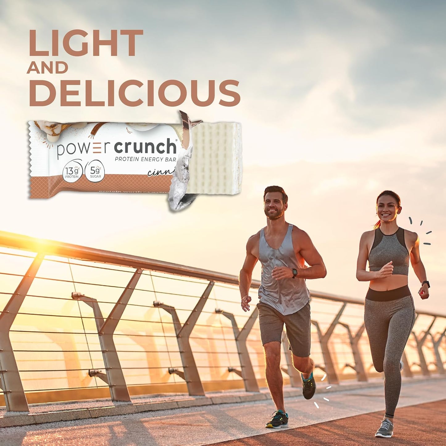 High Protein Cinnamon Roll Wafer Bars - 1.4 Ounce (12 Count) - Delicious Snacks with Power Crunch