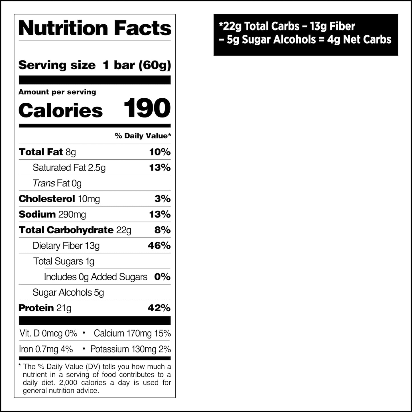 High Protein Cookies & Cream Bars, Low Net Carbs & Sugar, Gluten Free, Keto Friendly - Pack of 4