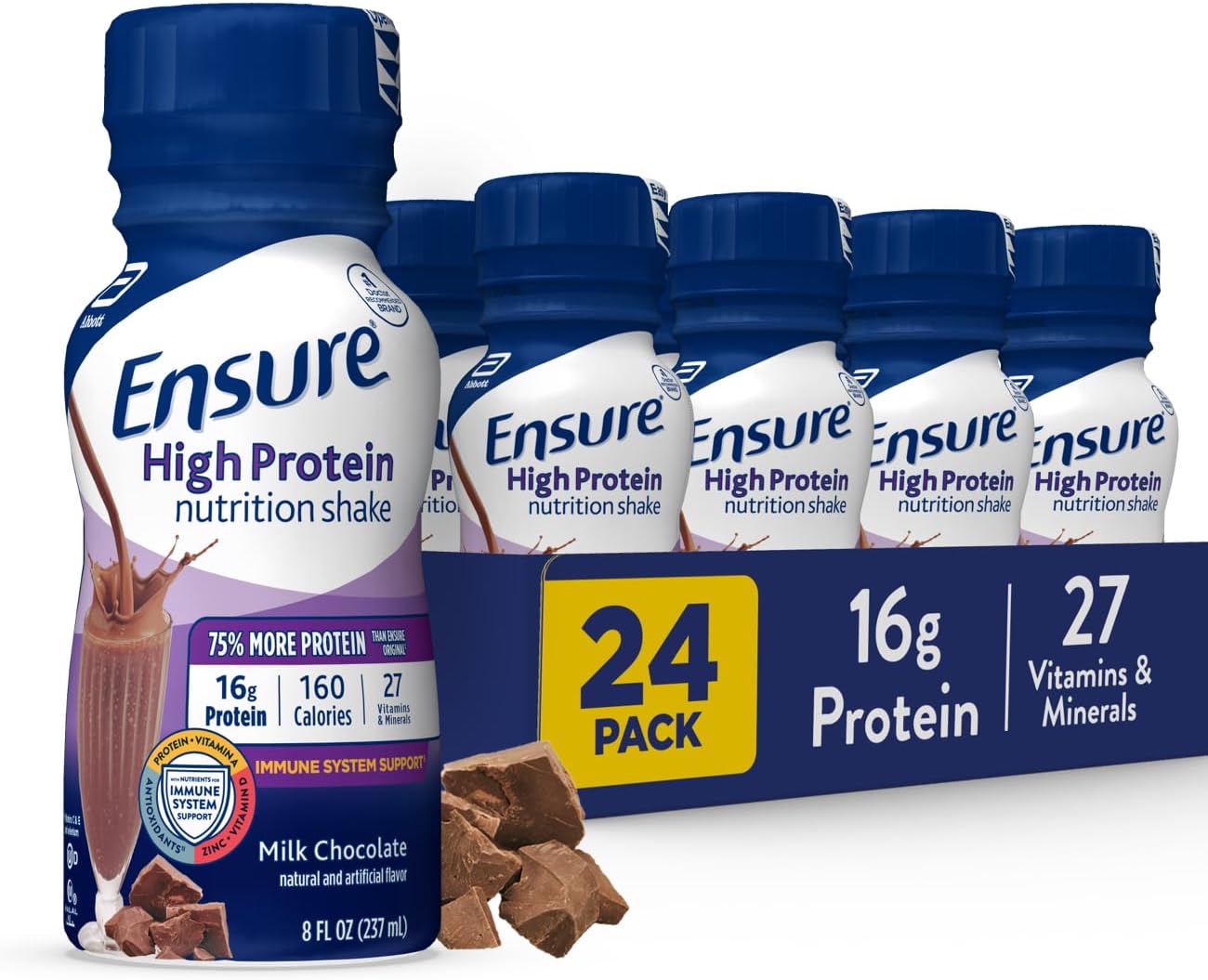 High Protein Milk Chocolate & Strawberry Nutrition Shake Bundle - 48 Pack, Meal Replacement Shake with Fiber for Balanced Nutrition