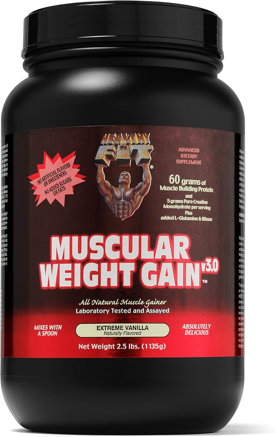 High Protein Muscle Building Supplement: Healthy 'N Fit Muscular Weight Gain v3.0- Natural Vanilla (2.5lb) by America's Top Supplement Brand