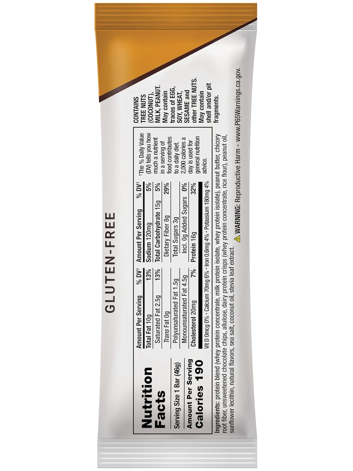 High-Protein Peanut Butter Chocolate Chip Wellness Bars - 16g Protein, 8g Fiber, Low Sugar - Cacao Chips, Whey Isolate Blend, Gluten-Free - 6 Individually Wrapped Snack Bars