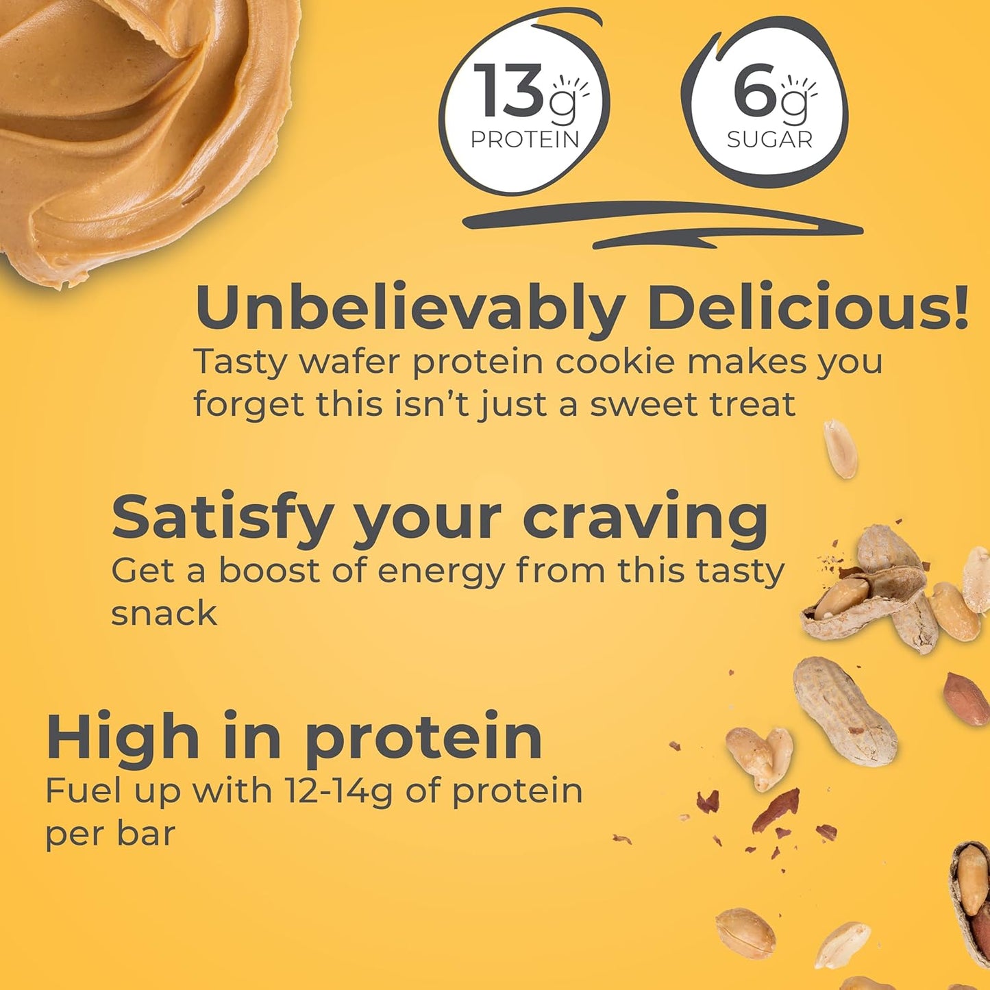 High Protein Peanut Butter Crème Wafer Bars, 1.4 oz (12 Count) - Delicious Power Crunch Snacks