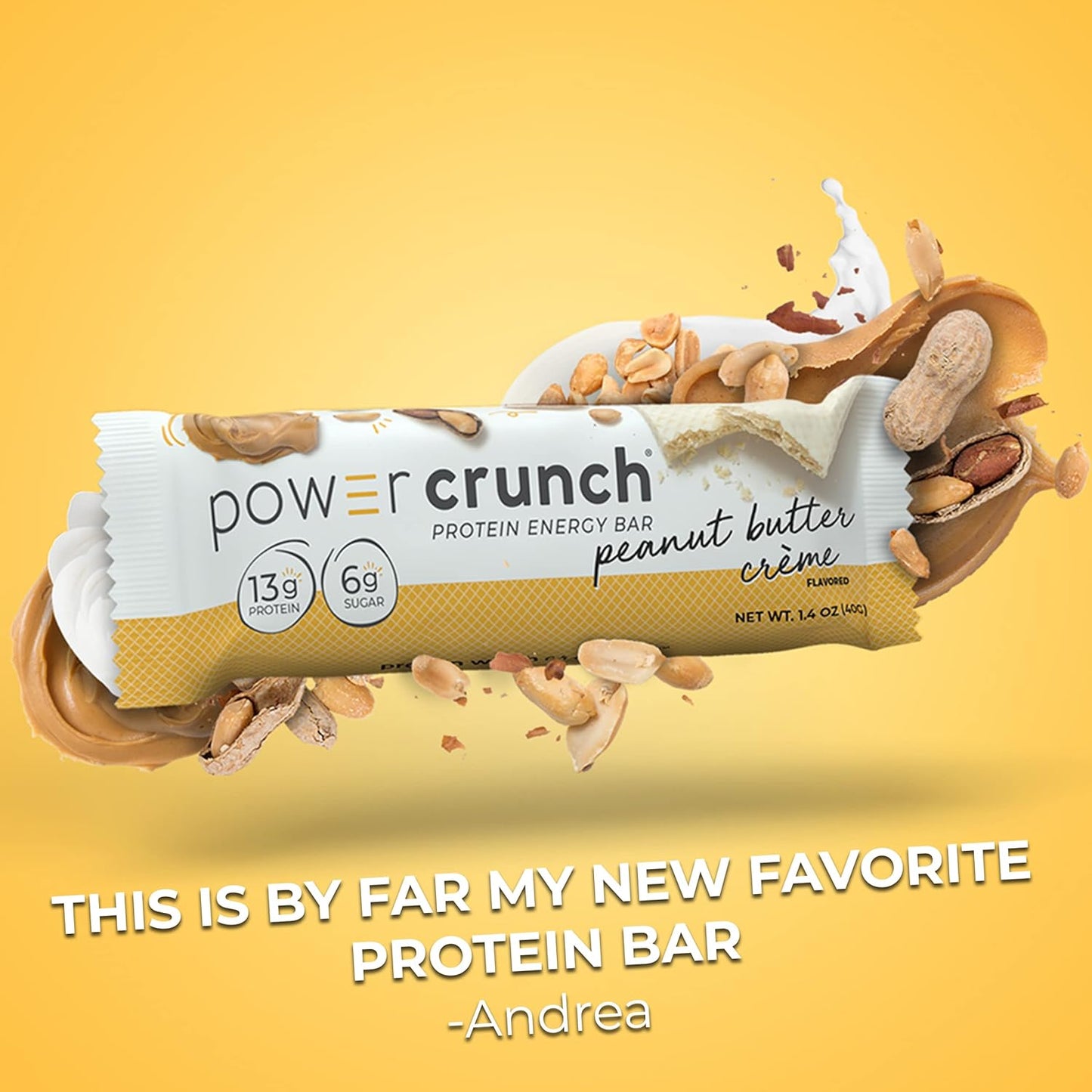 High Protein Peanut Butter Crème Wafer Bars, 1.4 oz (12 Count) - Delicious Power Crunch Snacks