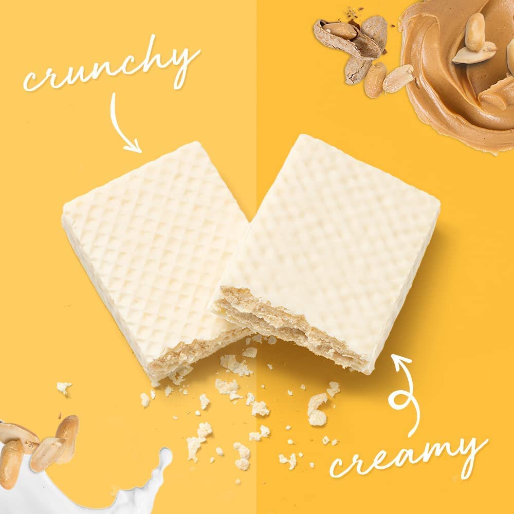 High Protein Peanut Butter Crème Wafer Bars, 1.4 oz (12 Count) - Delicious Power Crunch Snacks