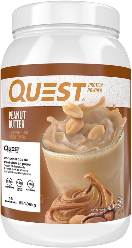 High Protein Peanut Butter Powder by Quest Nutrition - 23g Protein, 1g Sugar, Low Carb, Gluten Free - 3lb, 43 Servings