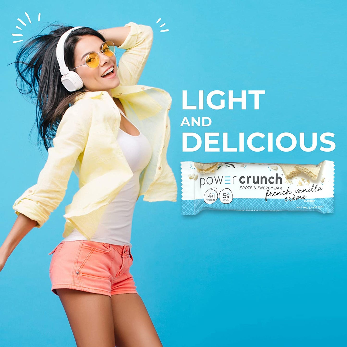 High Protein Power Crunch Wafer Bars - French Vanilla Creme Flavor, 1.4 oz (12 Pack)