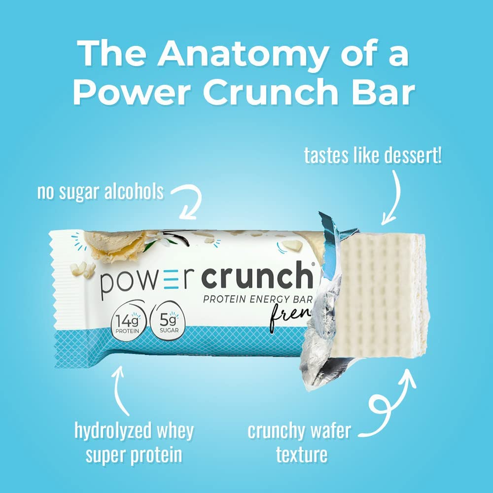 High Protein Power Crunch Wafer Bars - French Vanilla Creme Flavor, 1.4 oz (12 Pack)
